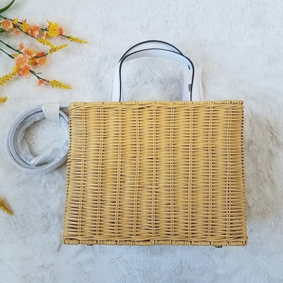 Kate Spade Lemon Print Sam Wicker Satchel with Dust Bag - Picture 3 of 9